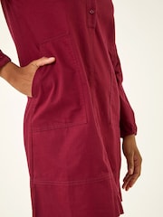 Roman Red Collared Shift Shirt Dress - Image 5 of 5