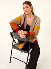 Roman Natural Colour Block Knit Cardigan - Image 1 of 5