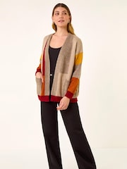 Roman Natural Colour Block Knit Cardigan - Image 2 of 5