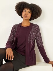 Roman Red Embellished Hotfix Layered Knit Jumper - Image 1 of 5