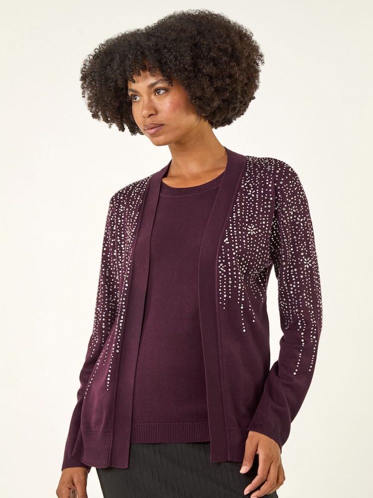Roman Red Embellished Hotfix Layered Knit Jumper - Image 2 of 5