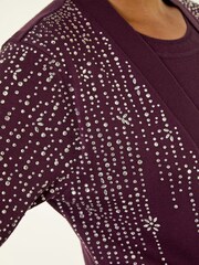 Roman Red Embellished Hotfix Layered Knit Jumper - Image 5 of 5