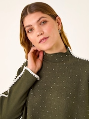 Roman Green Hotfix Blanket Stitch Knit Jumper - Image 4 of 5