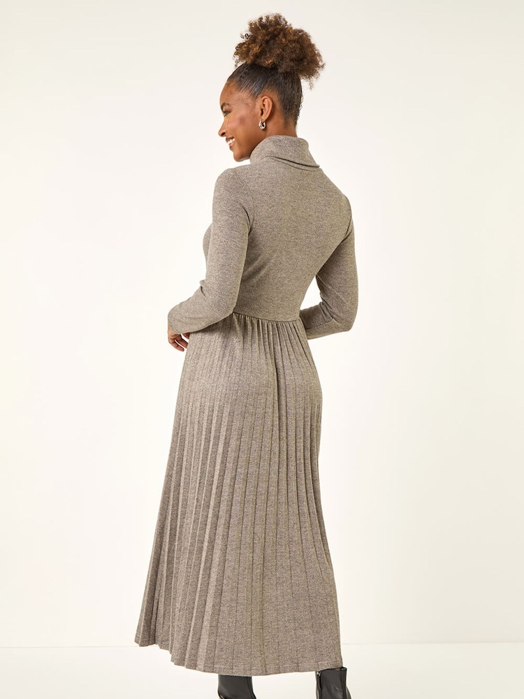 Roman Grey High Neck Pleated Midi Dress - Image 2 of 5