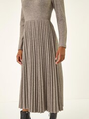 Roman Grey High Neck Pleated Midi Dress - Image 5 of 5