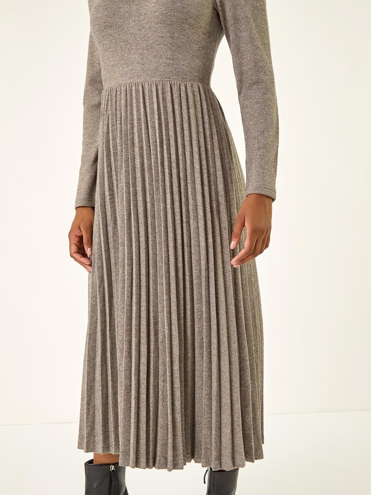 Roman Grey High Neck Pleated Midi Dress - Image 5 of 5