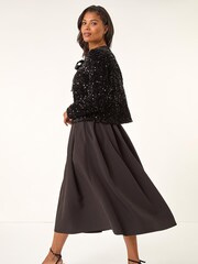 Roman Black Sequin Bow Front Jacket - Image 3 of 5