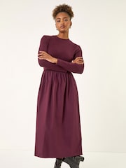 Roman Red Cotton Stretch Jersey Mix Midi Dress - Image 1 of 5