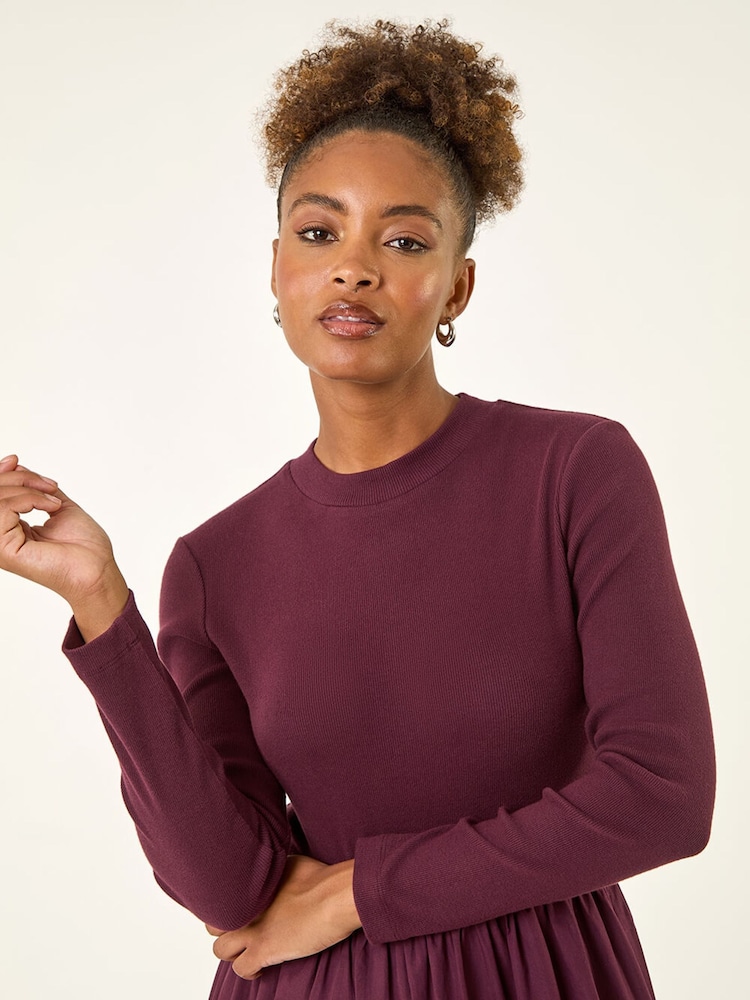 Buy Roman Red Cotton Stretch Jersey Mix Midi Dress from Next USA