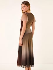 Roman Brown Hotfix Ombre Mesh Midi Dress - Image 3 of 5