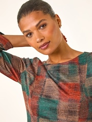 Roman Orange Patchwork Print Shift Pocket Dress - Image 4 of 5