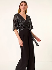 Roman Sequin Flutter Sleeve Stretch Jumpsuit - Slika 2 iz 5