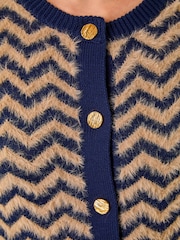 Roman Blue Fluffy Stripe Knit Cardigan - Image 5 of 5