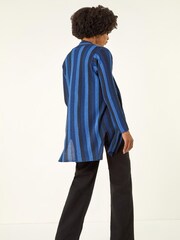 Roman Blue Stripe Ribbed Knit Cardigan - Image 3 of 5