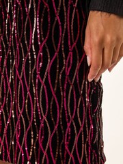 Roman Pink Velvet Sequin Detail Pencil Skirt - Image 5 of 5