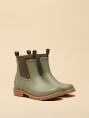 Joules Oakfield Khaki Green Neoprene Lined Ankle Wellies - Image 1 of 6