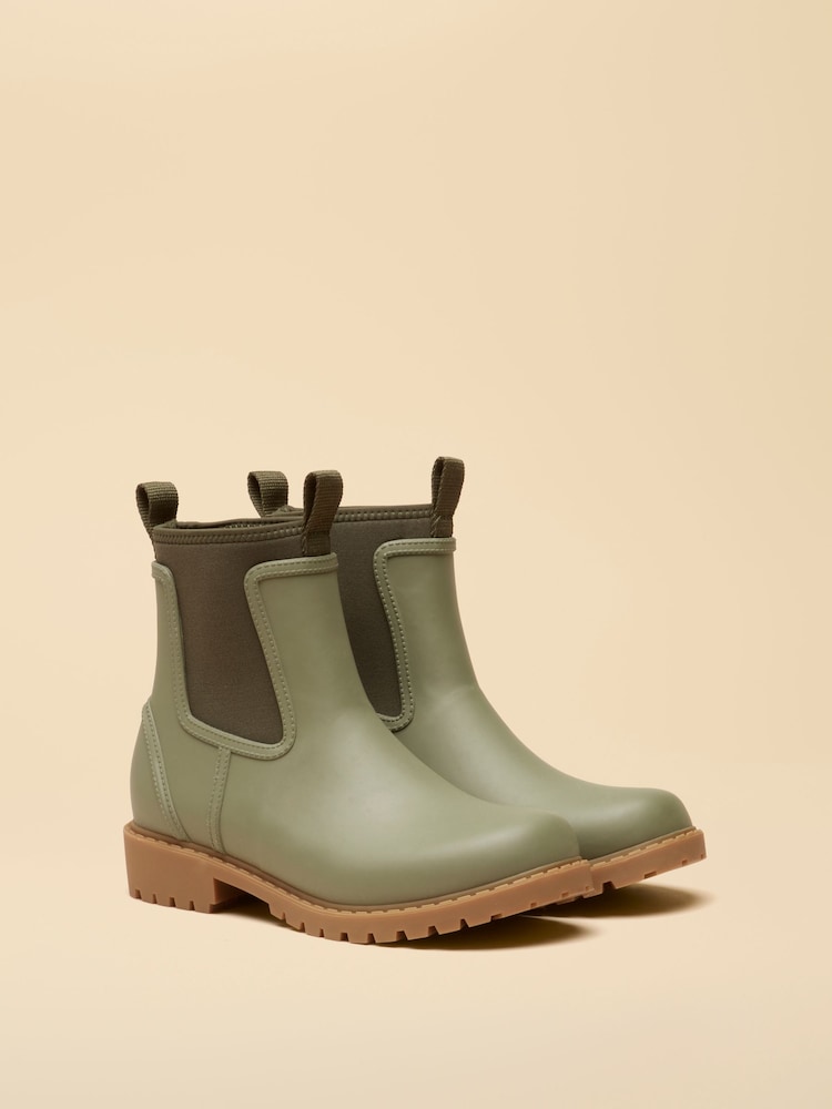 Joules Oakfield Khaki Green Neoprene Lined Ankle Wellies - Image 1 of 6 Joules Oakfield Khaki Green Neoprene Lined Ankle Wellies - Image 1 of 6