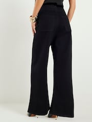 River Island Black Petite High Rise Pull On Stretch Sculpt Palazzo Jeans - Image 2 of 5