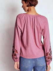 Boden Pink Alma Embroidered Shirt - Image 4 of 5