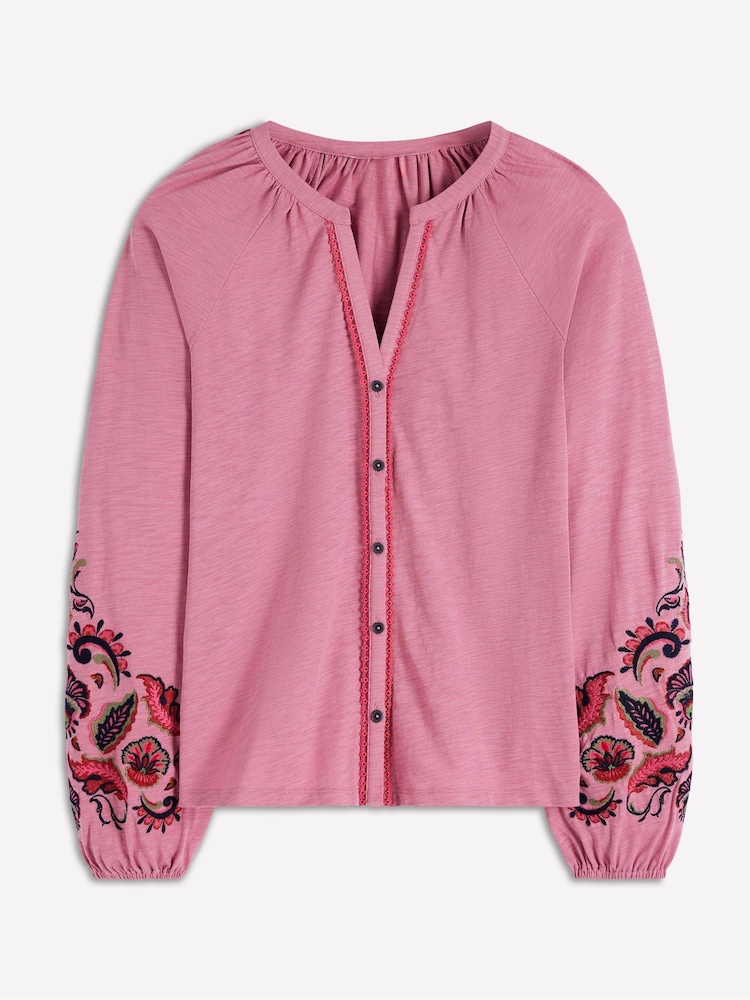 Boden Pink Alma Embroidered Shirt - Image 5 of 5 Boden Pink Alma Embroidered Shirt - Image 5 of 5