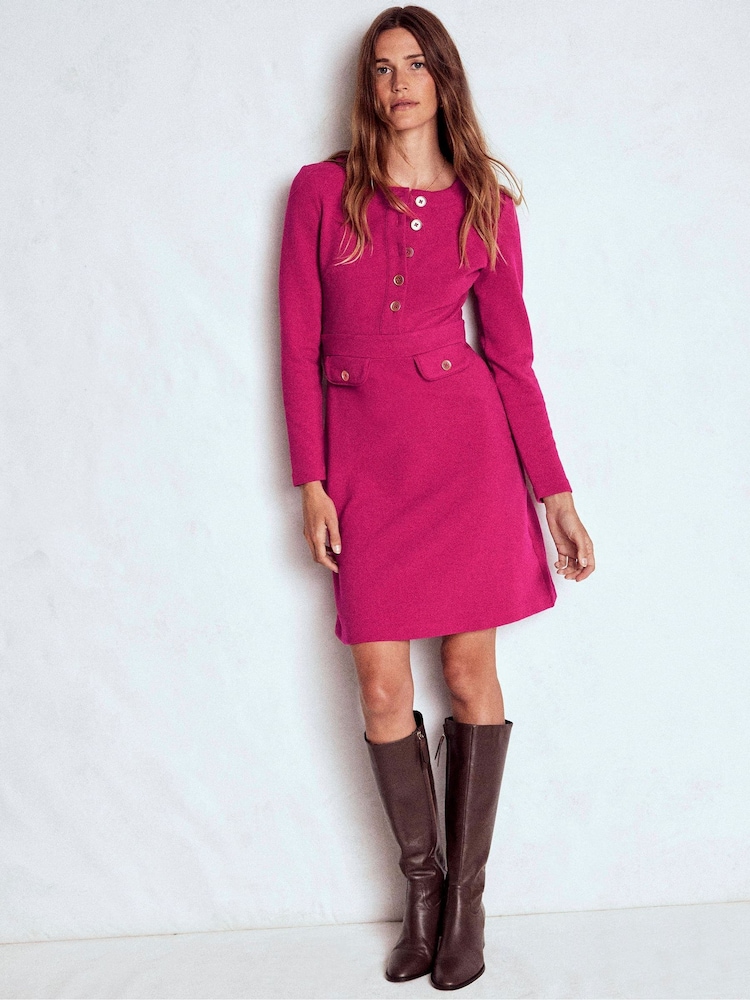 Boden Pink Lavinia Button Ottoman Dress - Image 1 of 5 Boden Pink Lavinia Button Ottoman Dress - Image 1 of 5