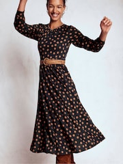 Boden Black Alexandra Jersey Midi Dress - Image 1 of 6