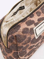 River Island Brown Canvas Leopard Print Make Up Bag - Image 4 of 5