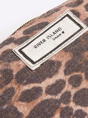 River Island Brown Canvas Leopard Print Make Up Bag - Image 5 of 5