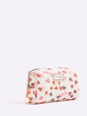 River Island Cream Canvas Heart Print Make Up Bag - Image 3 of 5