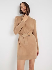River Island Brown Belted Jumper Dress - Image 1 of 4