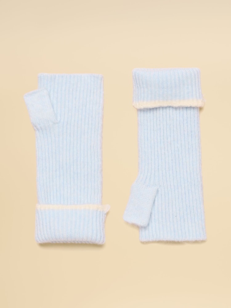 Joules Fingerless Ice Blue Gloves - Image 2 of 3