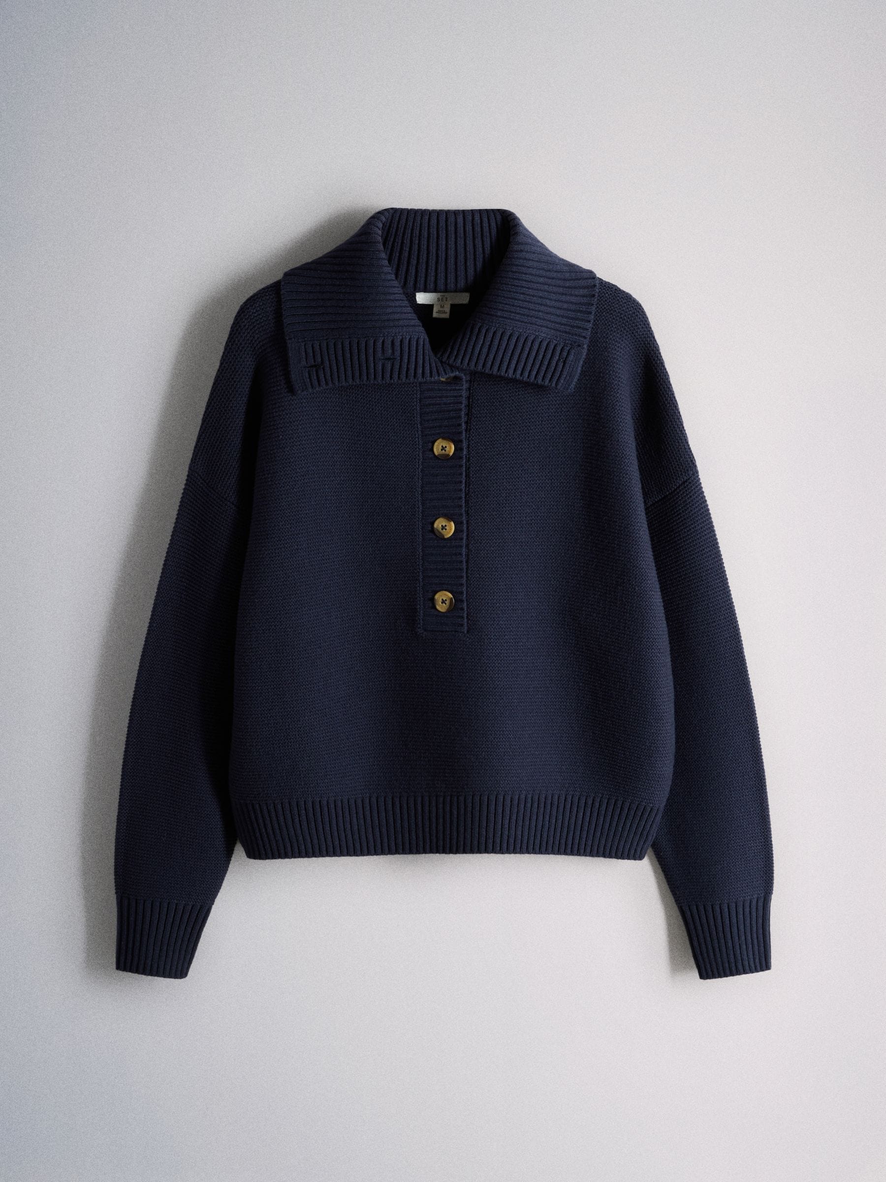 Buy The Set 2 Pack Sailor Collar Knitted Henley Jumpers Navy Blue