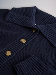 The Set 2 Pack Sailor Collar Knitted Henley Jumpers Navy Blue/Cream - Image 5 of 5