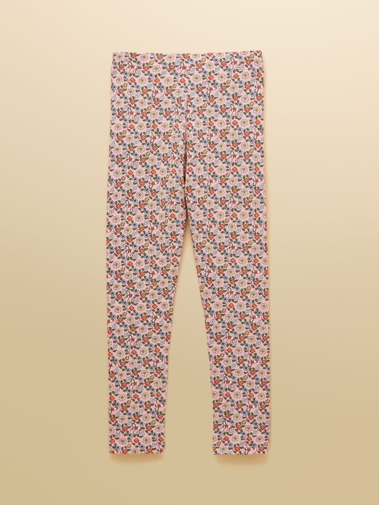Joules Pink Girls' Horse Ditsy Printed Jersey Leggings - Image 2 of 4 Joules Pink Girls' Horse Ditsy Printed Jersey Leggings - Image 2 of 4