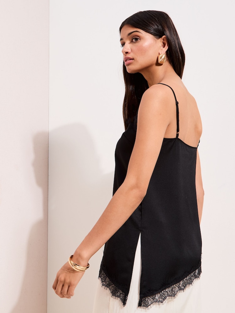 Friends Like These Black Lace Trim Assymetric Cami - Image 5 of 5 Friends Like These Black Lace Trim Assymetric Cami - Image 5 of 5