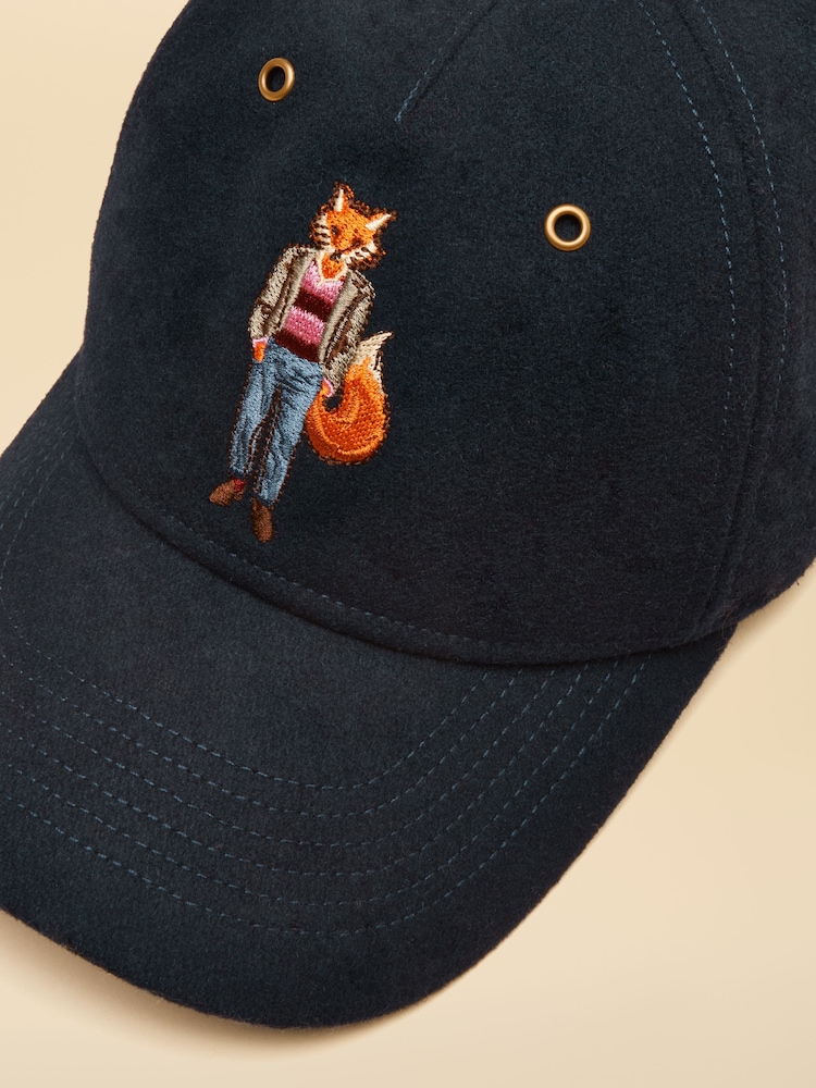 Joules Campbell Navy Fox Wool Baseball Cap - Image 6 of 6 Joules Campbell Navy Fox Wool Baseball Cap - Image 6 of 6