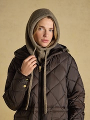 Joules Knitted Mocha Brown Drawstring Hood - Image 1 of 6