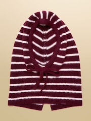 Joules Knitted Berry & Pink Stripe Drawstring Hood - Image 4 of 6