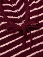 Joules Knitted Berry & Pink Stripe Drawstring Hood - Image 5 of 6