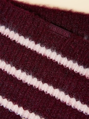 Joules Knitted Berry & Pink Stripe Drawstring Hood - Image 6 of 6