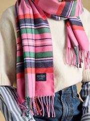 Joules Langtree Pink & Green Check Scarf - Image 3 of 6