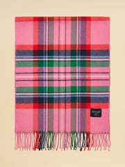Joules Langtree Pink & Green Check Scarf - Image 5 of 6