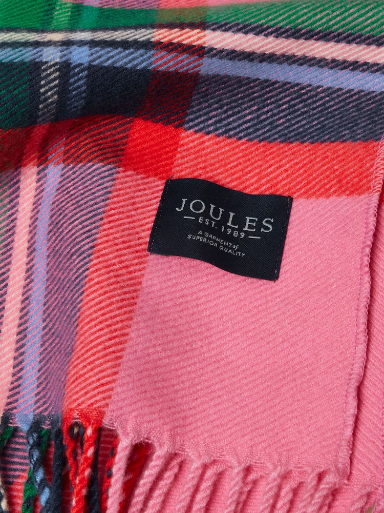 Joules Langtree Pink & Green Check Scarf - Image 6 of 6