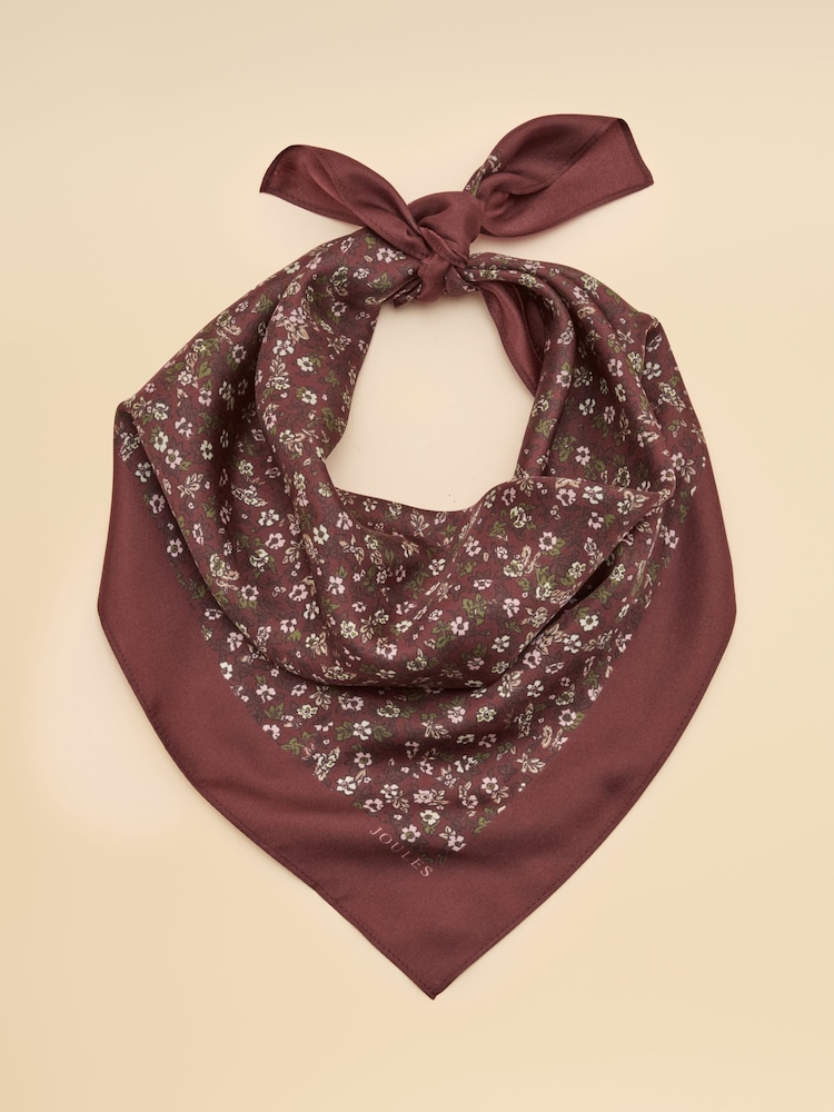 Joules Elsie Red Ditsy 100% Silk Square Scarf - Image 1 of 1