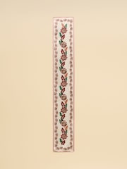 Joules Highgrove Ecru Floral 100% Silk Skinny Scarf - Image 5 of 6