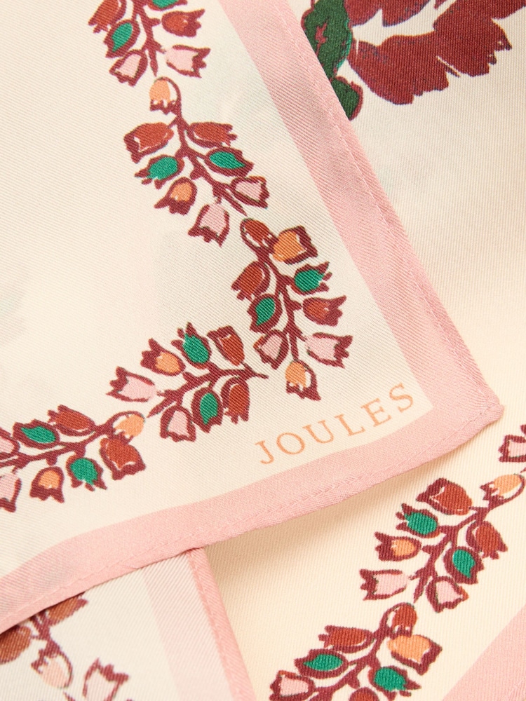 Joules Highgrove Ecru Floral 100% Silk Skinny Scarf - Image 6 of 6 Joules Highgrove Ecru Floral 100% Silk Skinny Scarf - Image 6 of 6