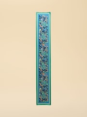 Joules Highgrove Green Blue Floral 100% Silk Skinny Scarf - Image 5 of 5