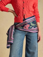 Joules Windsor Navy & Pink Floral 100% Silk Large Rectangle Scarf - Image 2 of 6