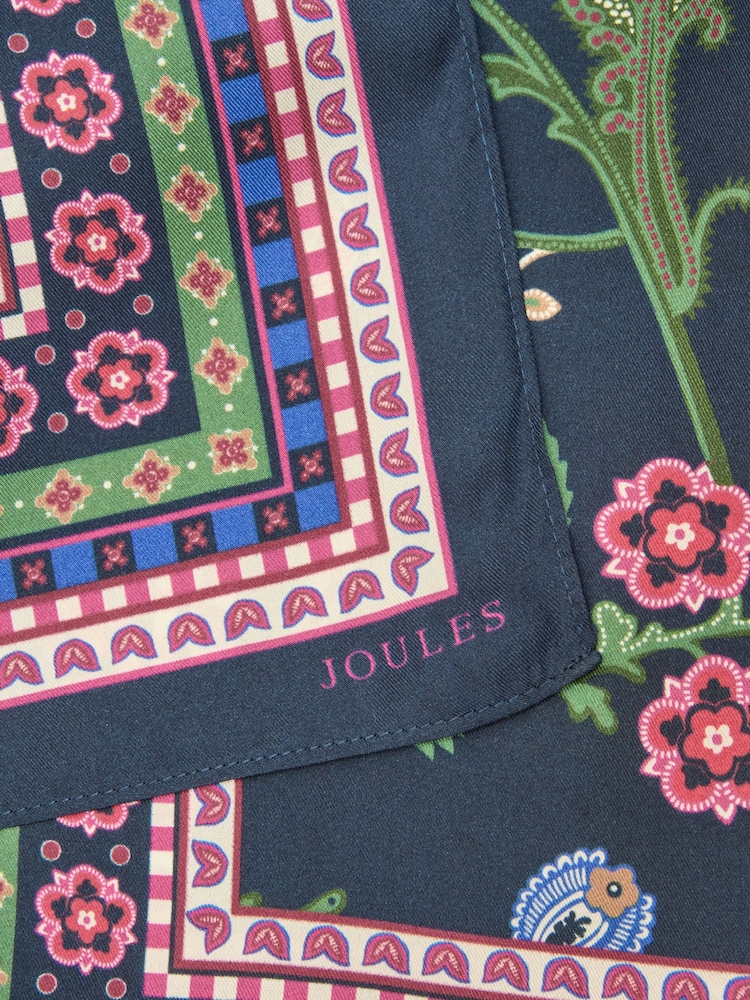 Joules Windsor Navy & Pink Floral 100% Silk Large Rectangle Scarf - Image 6 of 6 Joules Windsor Navy & Pink Floral 100% Silk Large Rectangle Scarf - Image 6 of 6