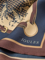 Joules Windsor Navy & Neutral Equestrian 100% Silk Large Rectangle Scarf - Image 5 of 5